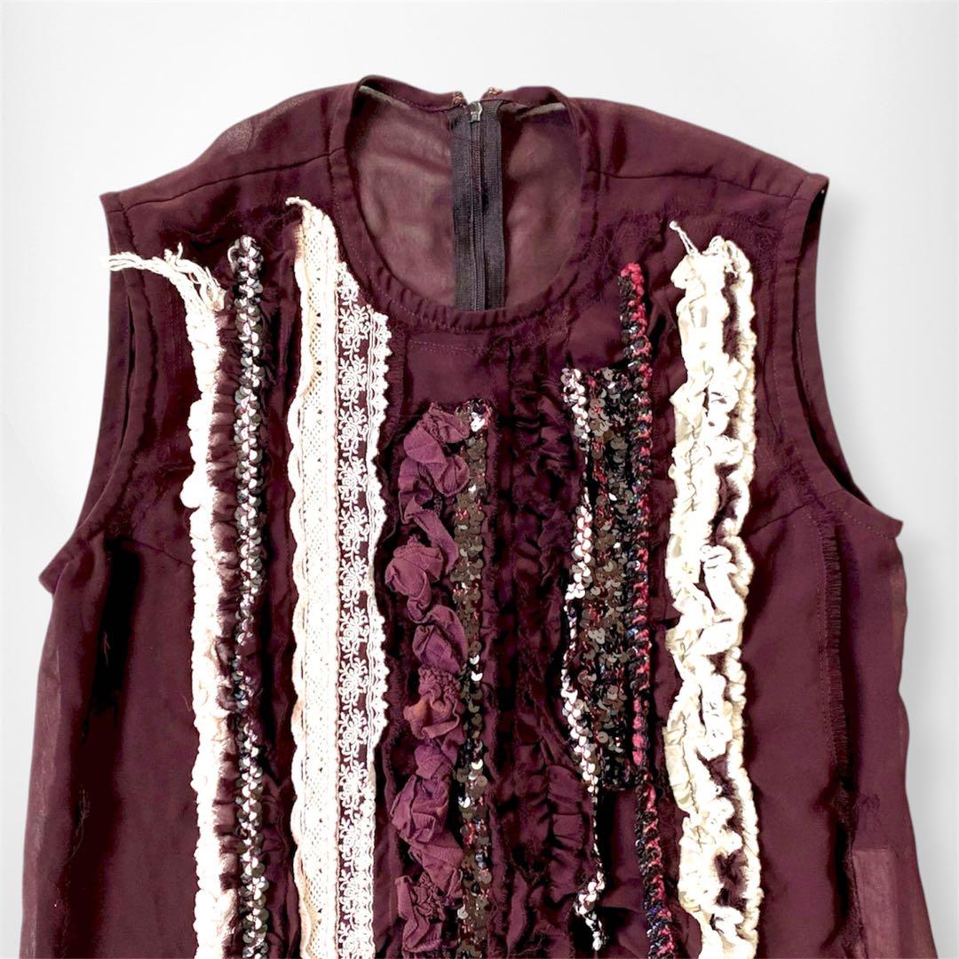 トリコ コムデギャルソン スパンコール装飾ワンピース