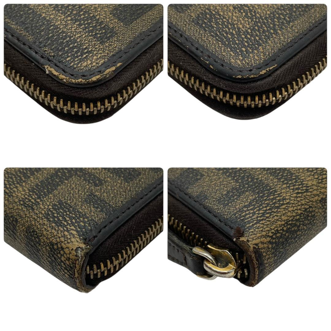 FENDI フェンディ 長財布 ズッカ ゴールドロゴ ラウンドファスナー レザー