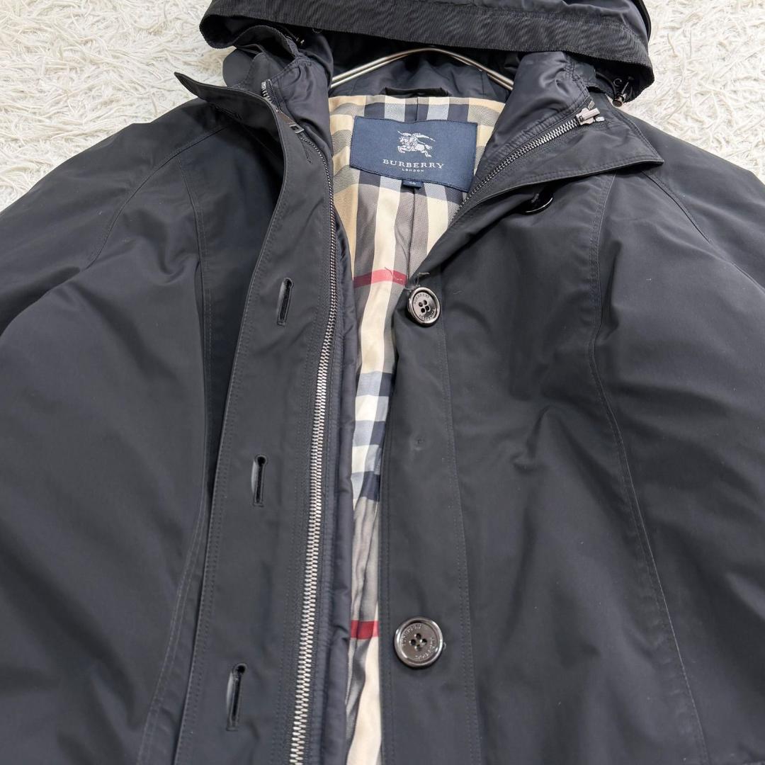 17070✨バーバリー 46 3XL メガチェック ダウンライナー フードコート