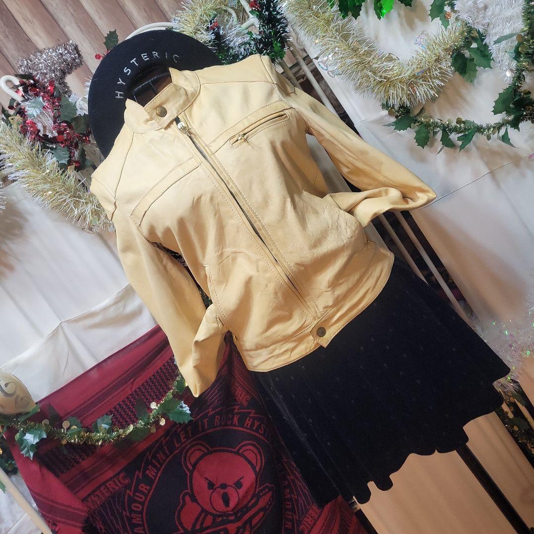 uchan希少ヒステリクグラマイエローラムレザーゴールドファスナライダース