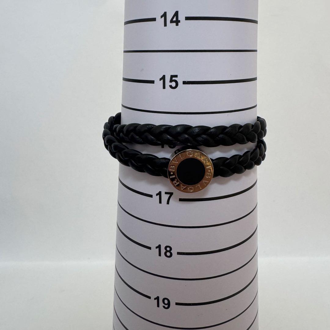 【美品】BVLGARI ブルガリ レザー ブレスレット ダブル 黒　ブラック