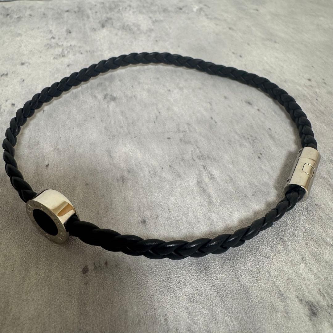 【美品】BVLGARI ブルガリ レザー ブレスレット ダブル 黒　ブラック