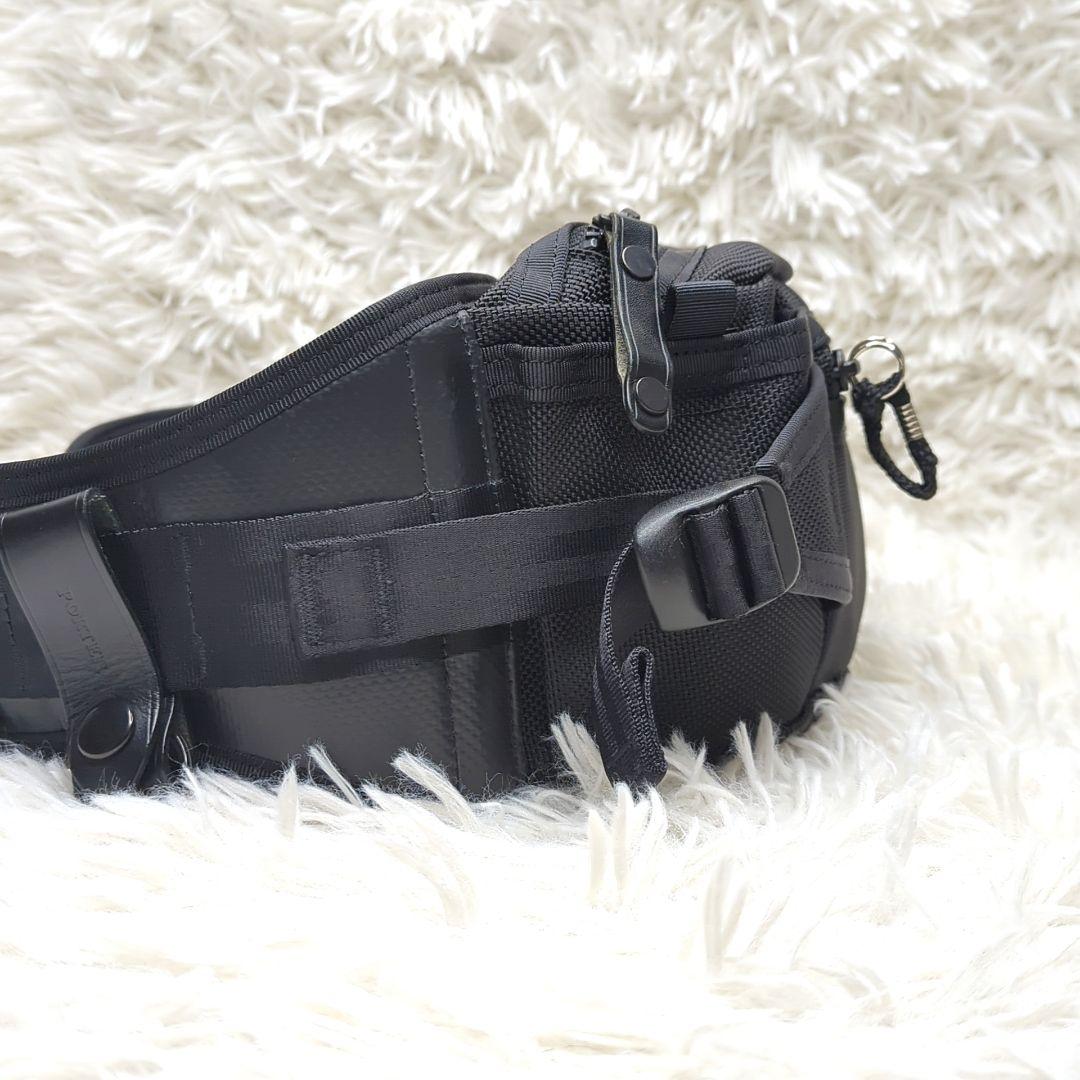 美品✨ポーター ヒート ウエストバッグ ナイロン レザー ブラック ロゴ型押し