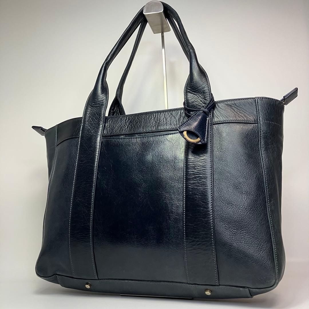 aniary アニアリ ネイビー レザー　トートバッグ 日本製 ビジネスバッグ