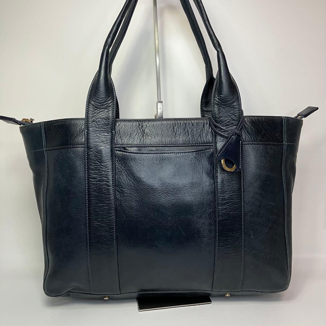 aniary アニアリ ネイビー レザー　トートバッグ 日本製 ビジネスバッグ