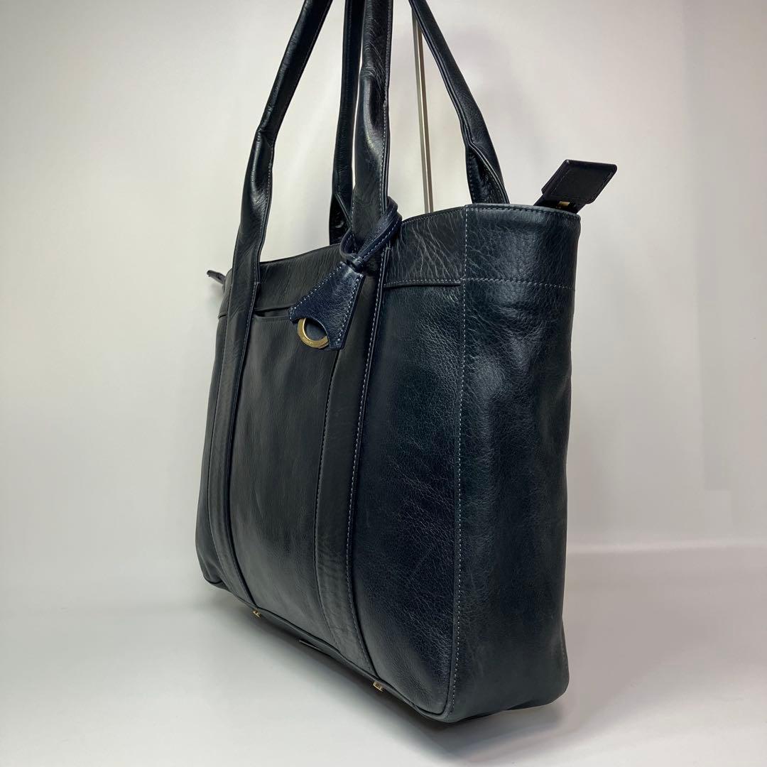 aniary アニアリ ネイビー レザー　トートバッグ 日本製 ビジネスバッグ