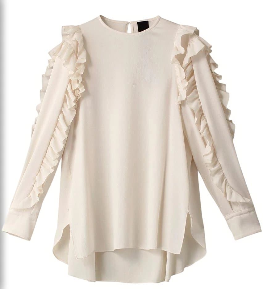 未使用タグ付★DOMELLE ドメル ブラウス ラッフルスリーブ フリル M