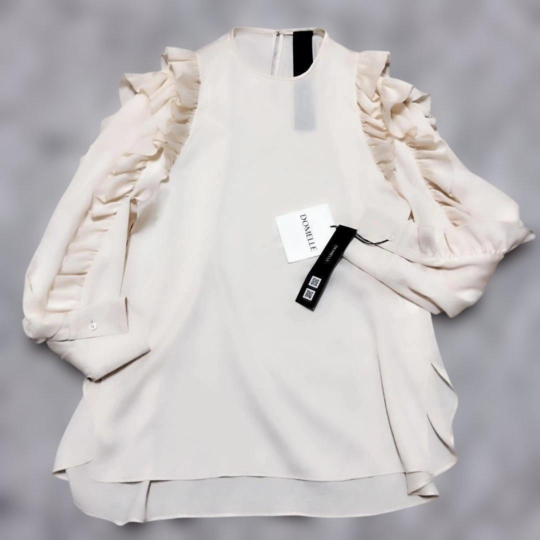 未使用タグ付★DOMELLE ドメル ブラウス ラッフルスリーブ フリル M