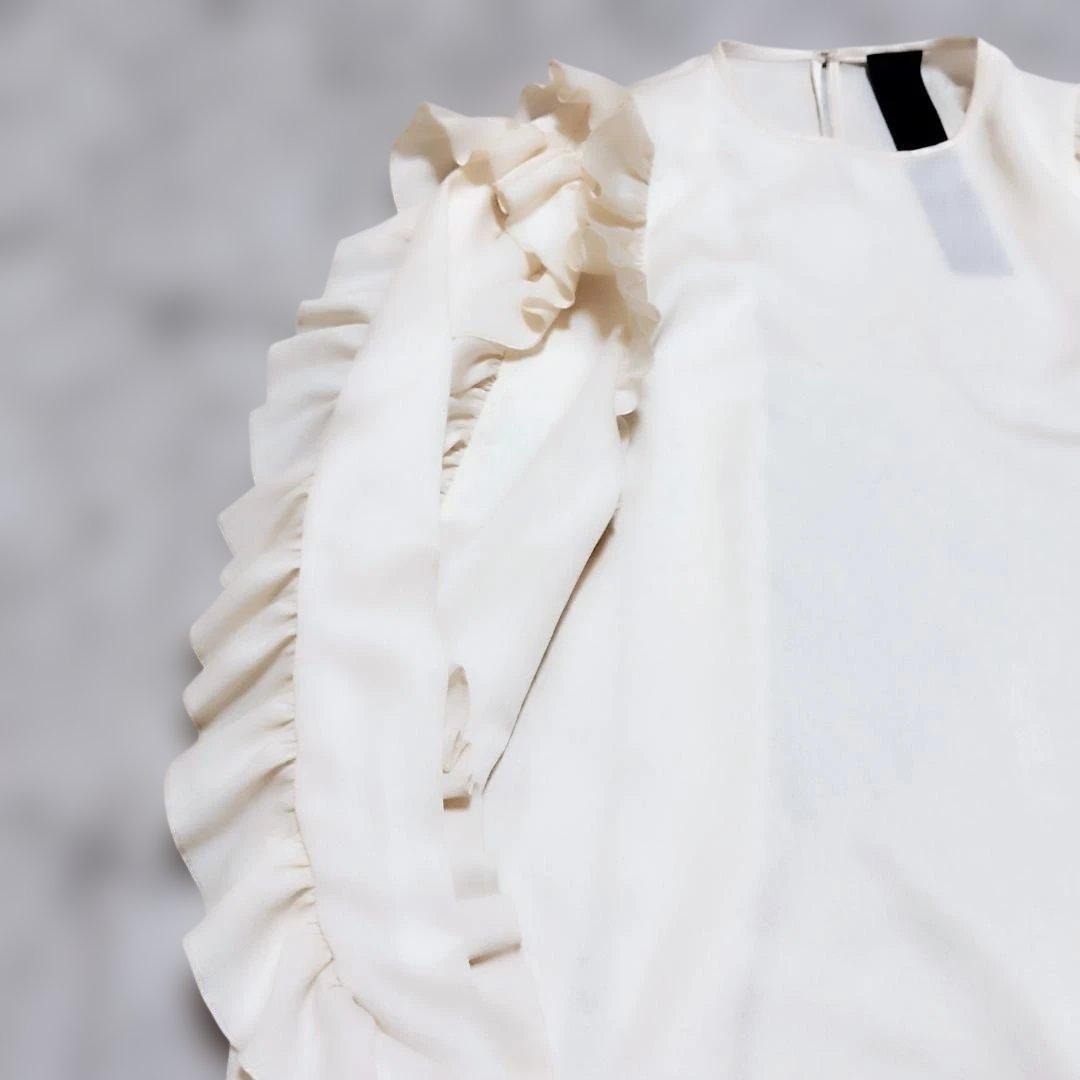 未使用タグ付★DOMELLE ドメル ブラウス ラッフルスリーブ フリル M