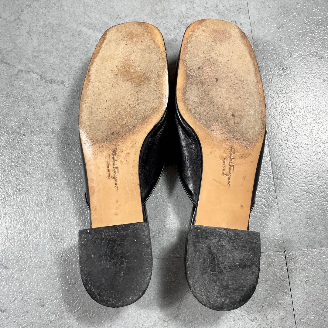 希少✨️ フェラガモ ミュール サンダル リボン ブラック 6 1/2