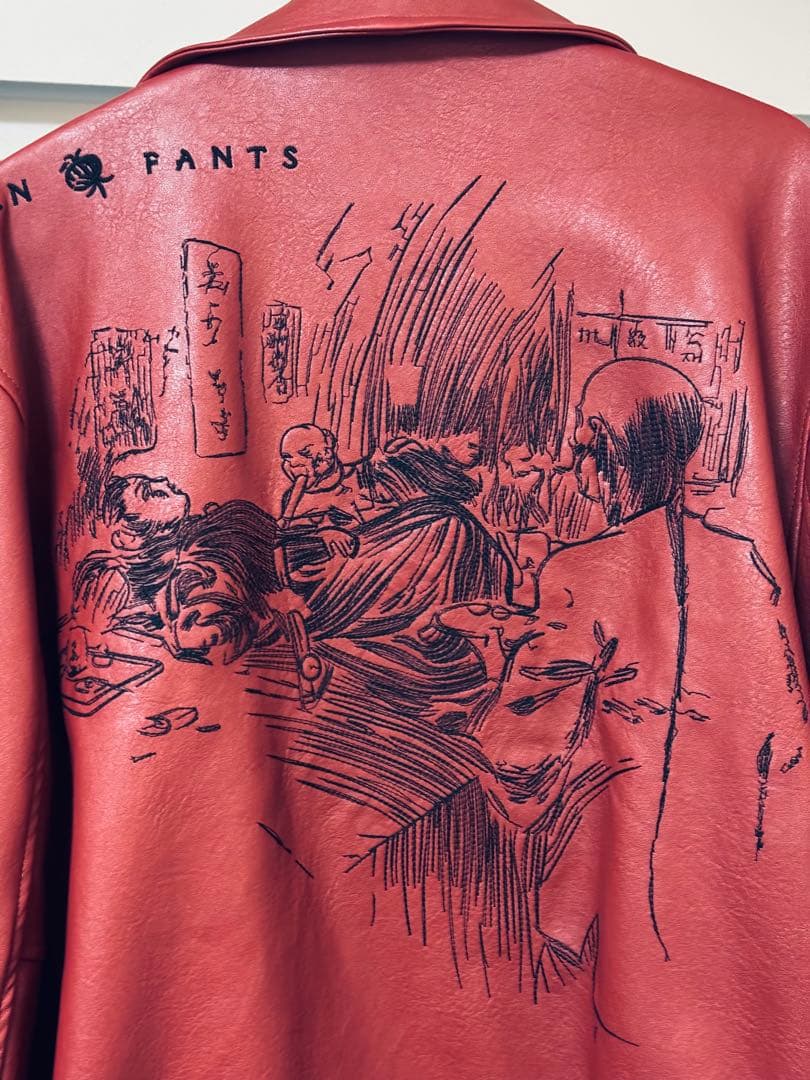 ERD 23FW オピウム刺繍レザージャケット 赤