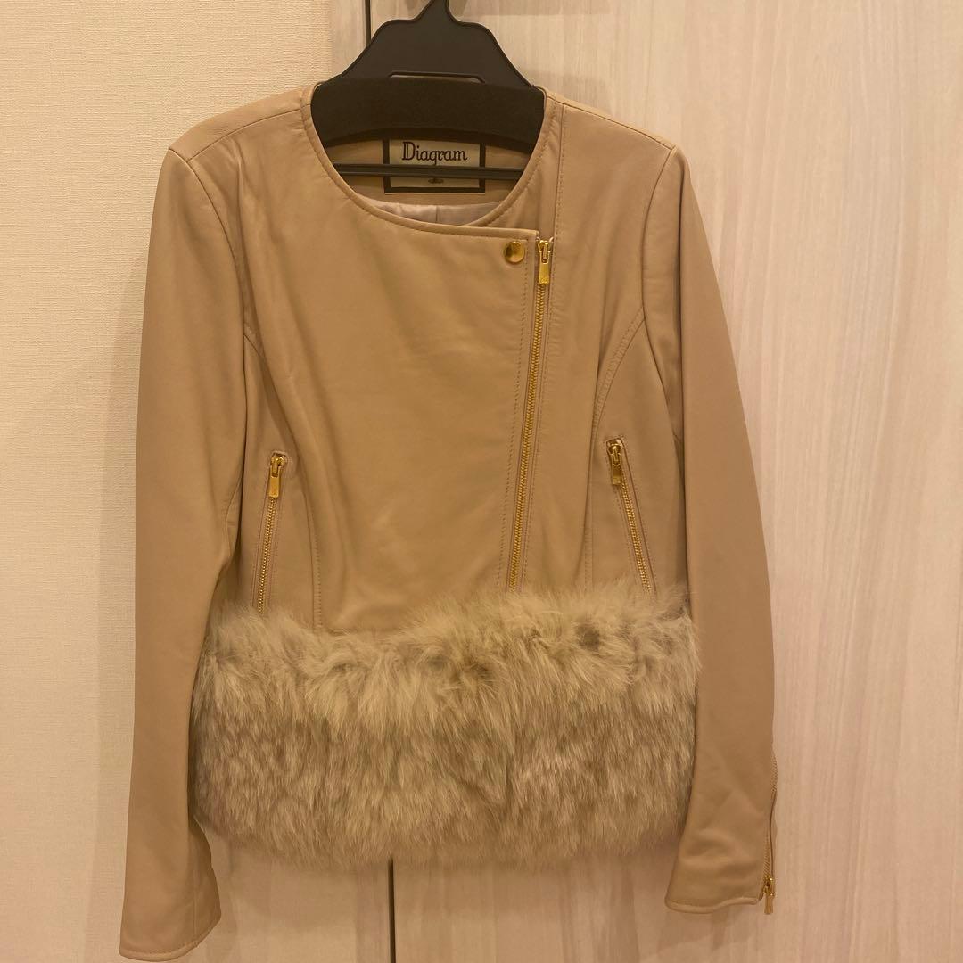 Grace continental ファー付ラムレザージャケット