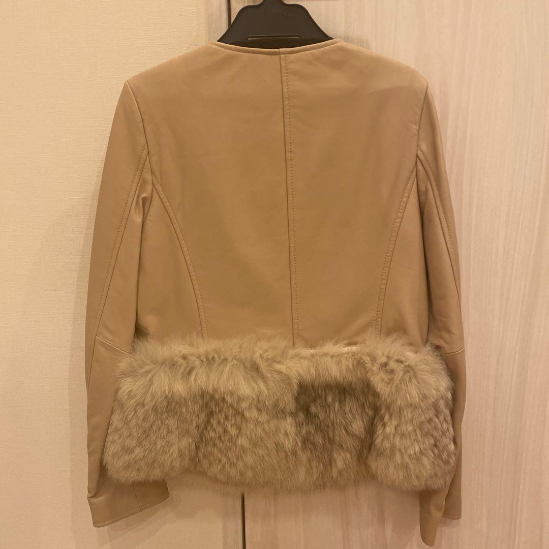 Grace continental ファー付ラムレザージャケット