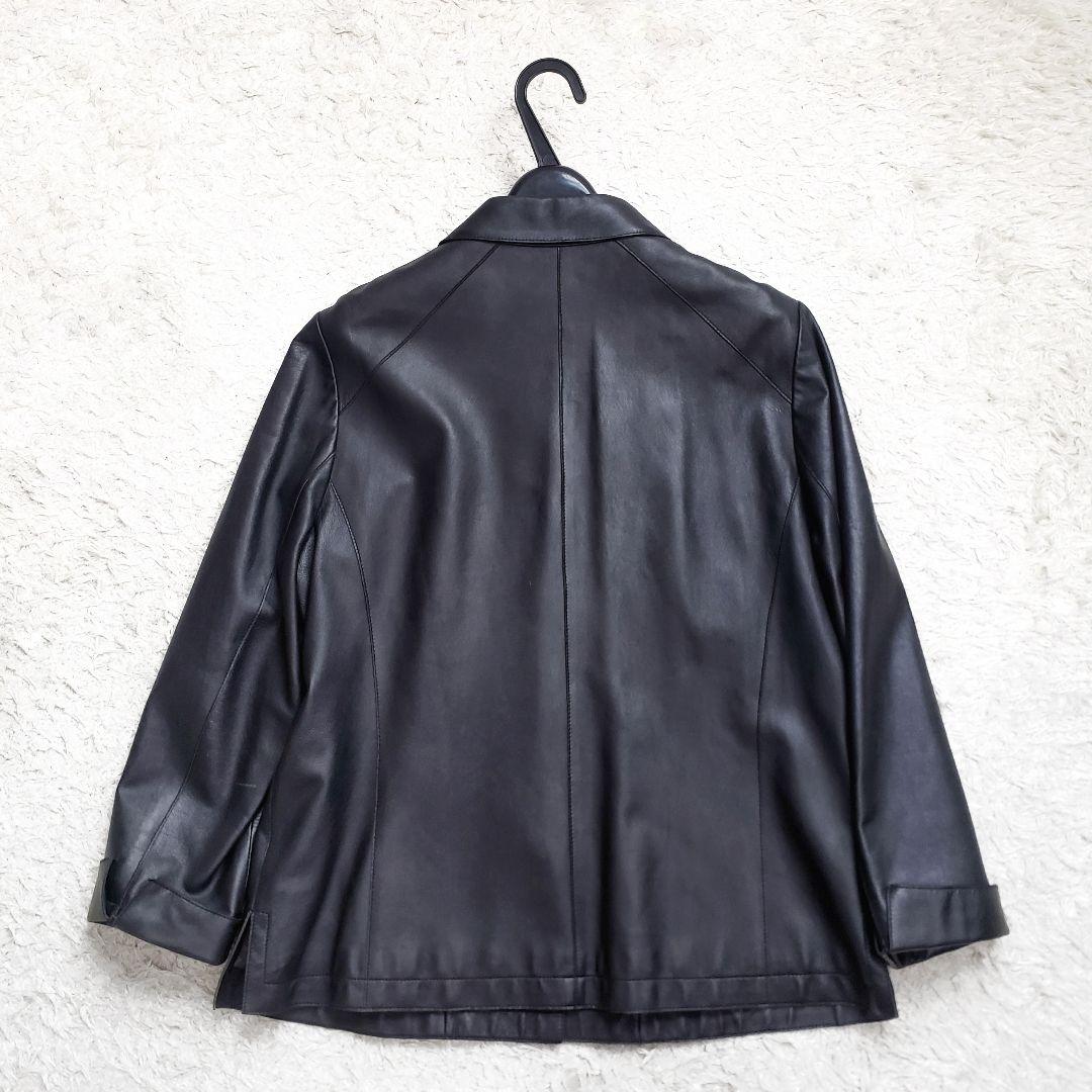 美品✨大きいサイズ Leilian ラムレザージャケット ブラック 13+サイズ