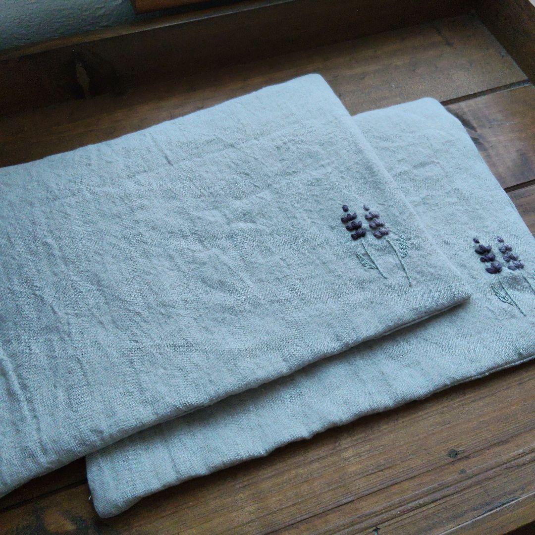【ちい様オーダー専用ページ】リネン刺繍　クッションカバー　テレビカバー