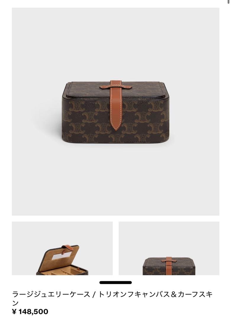 CELINE ラージジュエリーケース トリオンフキャンバス＆カーフスキン