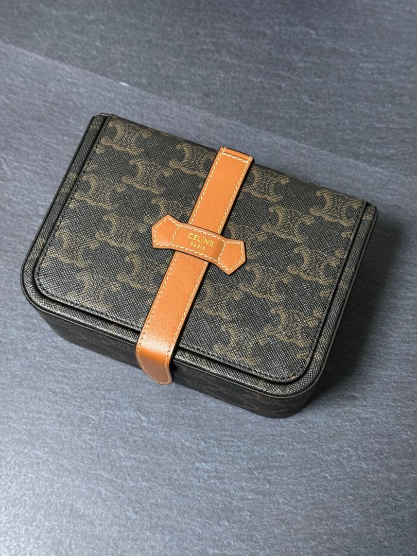 CELINE ラージジュエリーケース トリオンフキャンバス＆カーフスキン