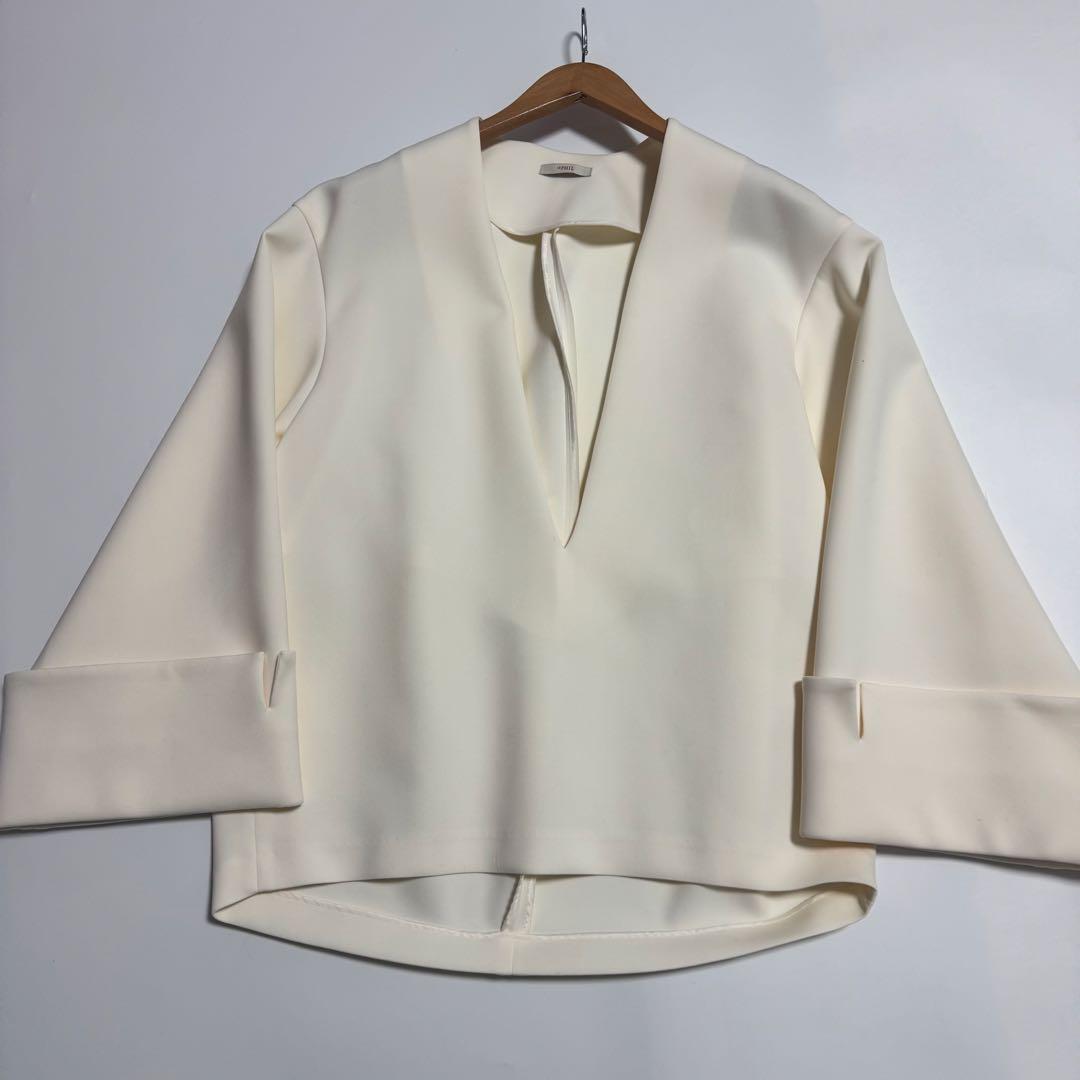 LE PHIL ルフィル スキューバジャージーブラウス　白　ルフィル