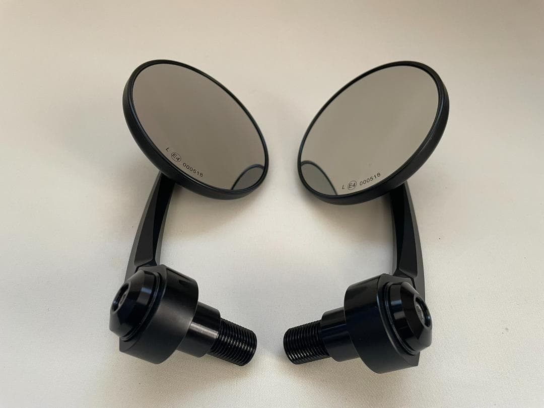 KiWAV ヤマハ車用 バーエンドミラー (エクリプス) 黒 16mmネジ式