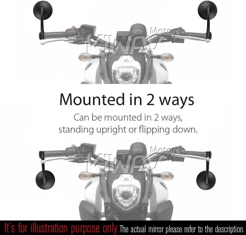 KiWAV ヤマハ車用 バーエンドミラー (エクリプス) 黒 16mmネジ式