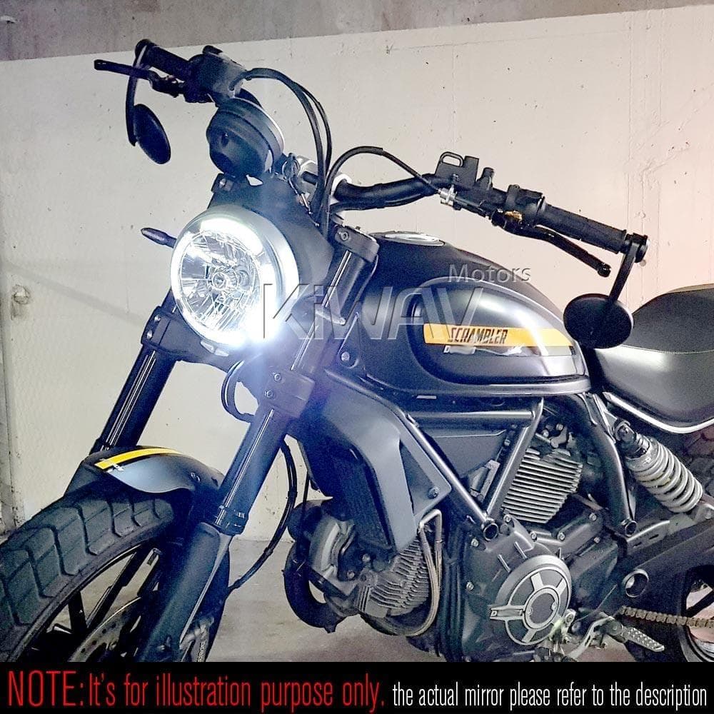 KiWAV ヤマハ車用 バーエンドミラー (エクリプス) 黒 16mmネジ式