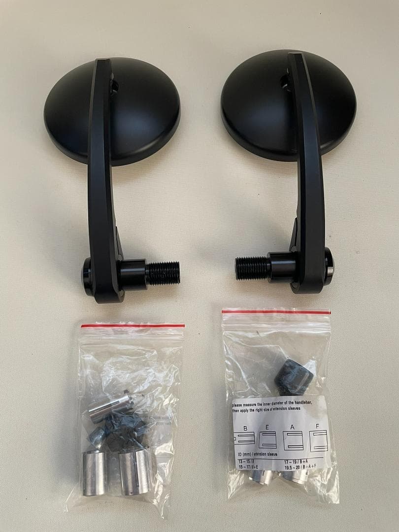 KiWAV ヤマハ車用 バーエンドミラー (エクリプス) 黒 16mmネジ式