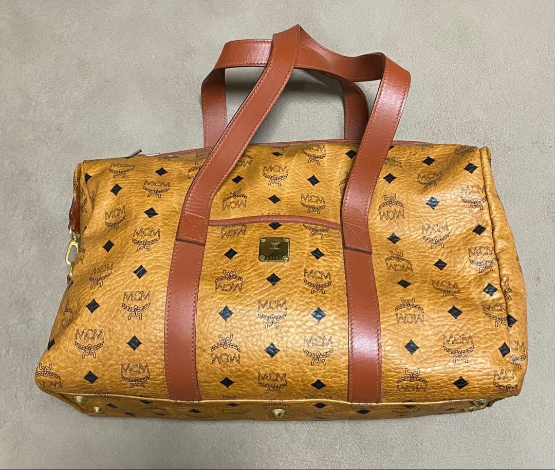 MCM ロゴプリント ブラウン ボストンバッグ