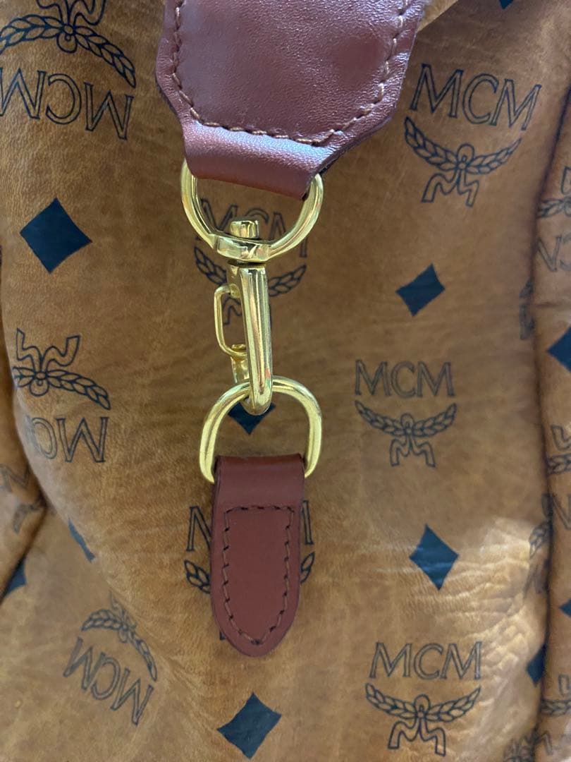 MCM ロゴプリント ブラウン ボストンバッグ