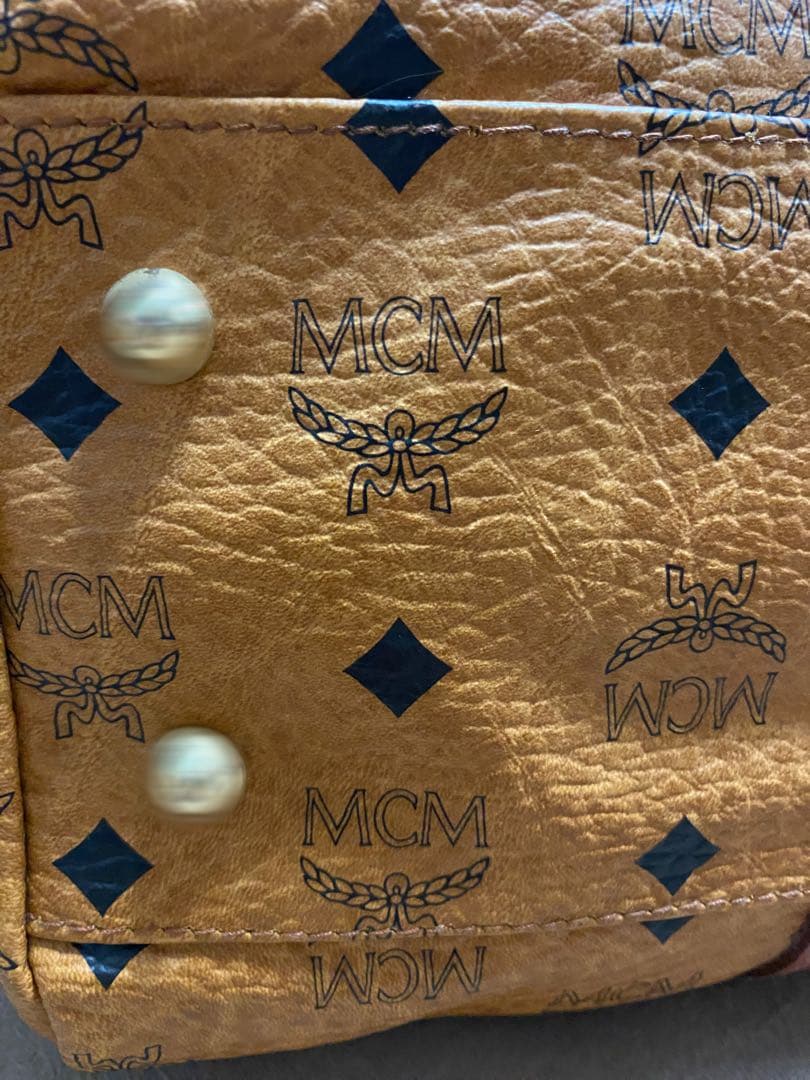 MCM ロゴプリント ブラウン ボストンバッグ