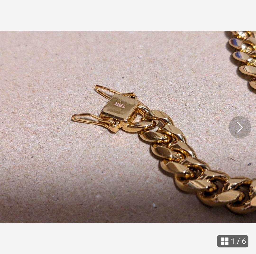 【21.5cm】【8mm】【18K刻印】【Miami Cuban】