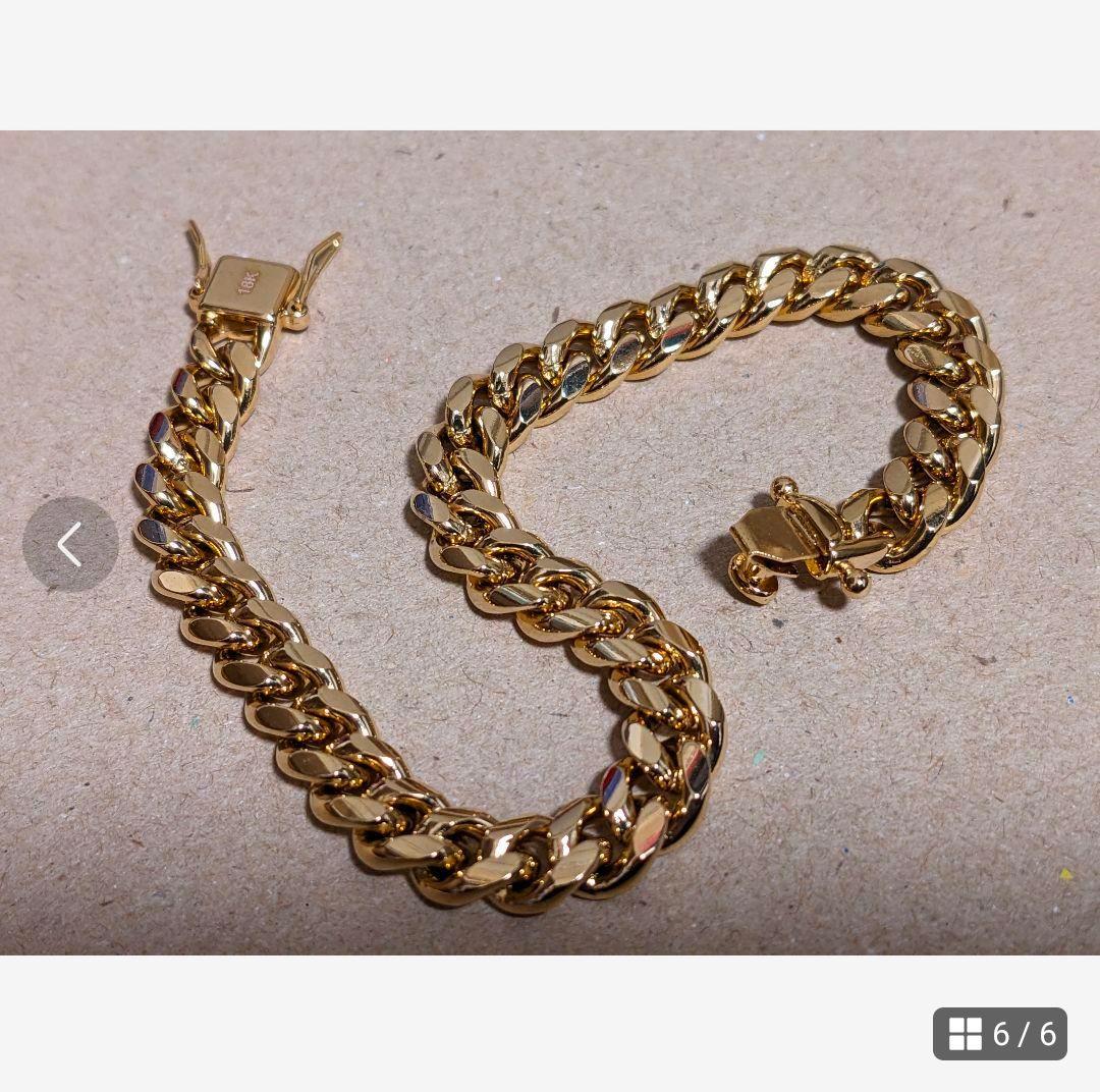 【21.5cm】【8mm】【18K刻印】【Miami Cuban】