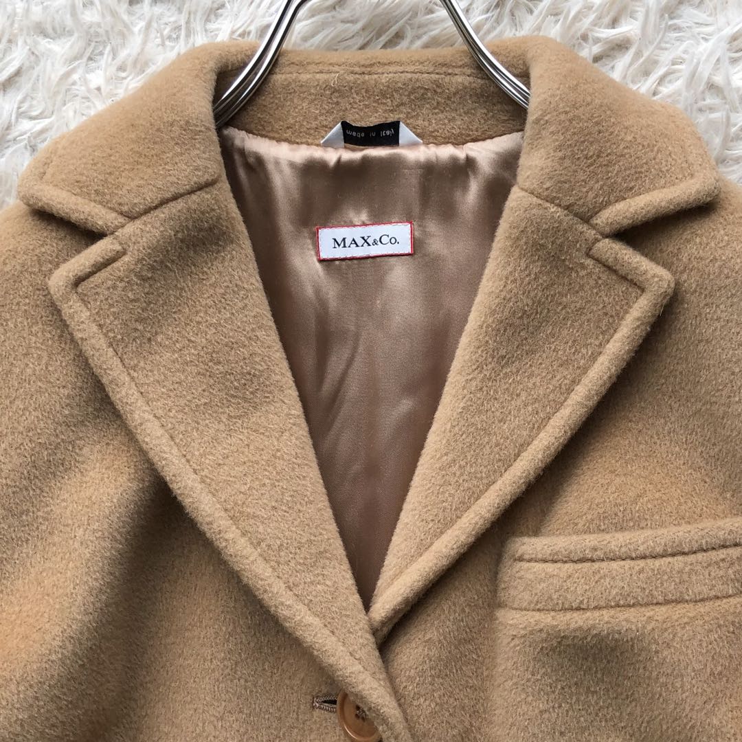 【美品 カシミヤ混 XL】マックスマーラ　ロングコート　キャメル　イタリア製