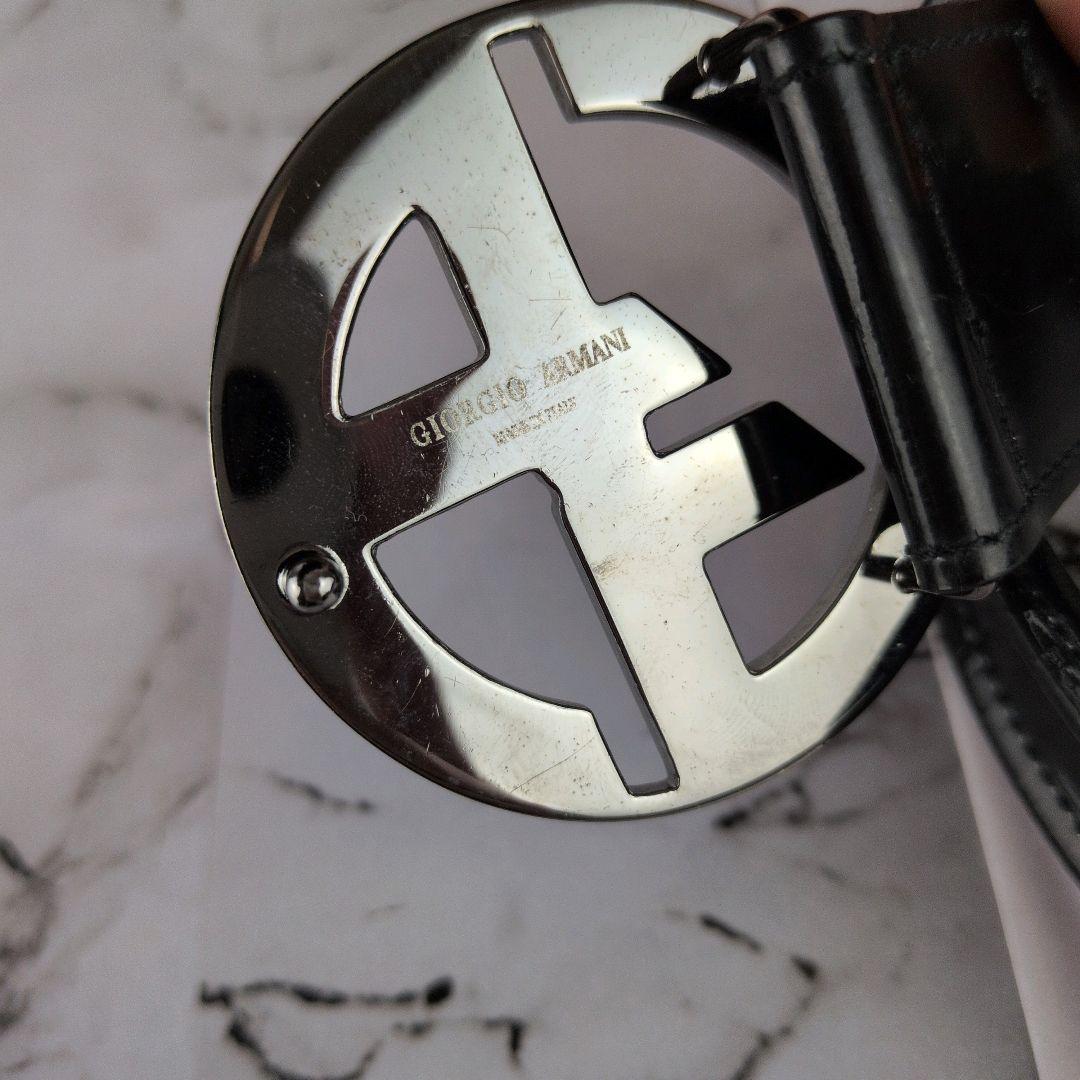 【美品】ジョルジオアルマーニ☆GAロゴ　バックル　ブラック　ベルト　ブラック