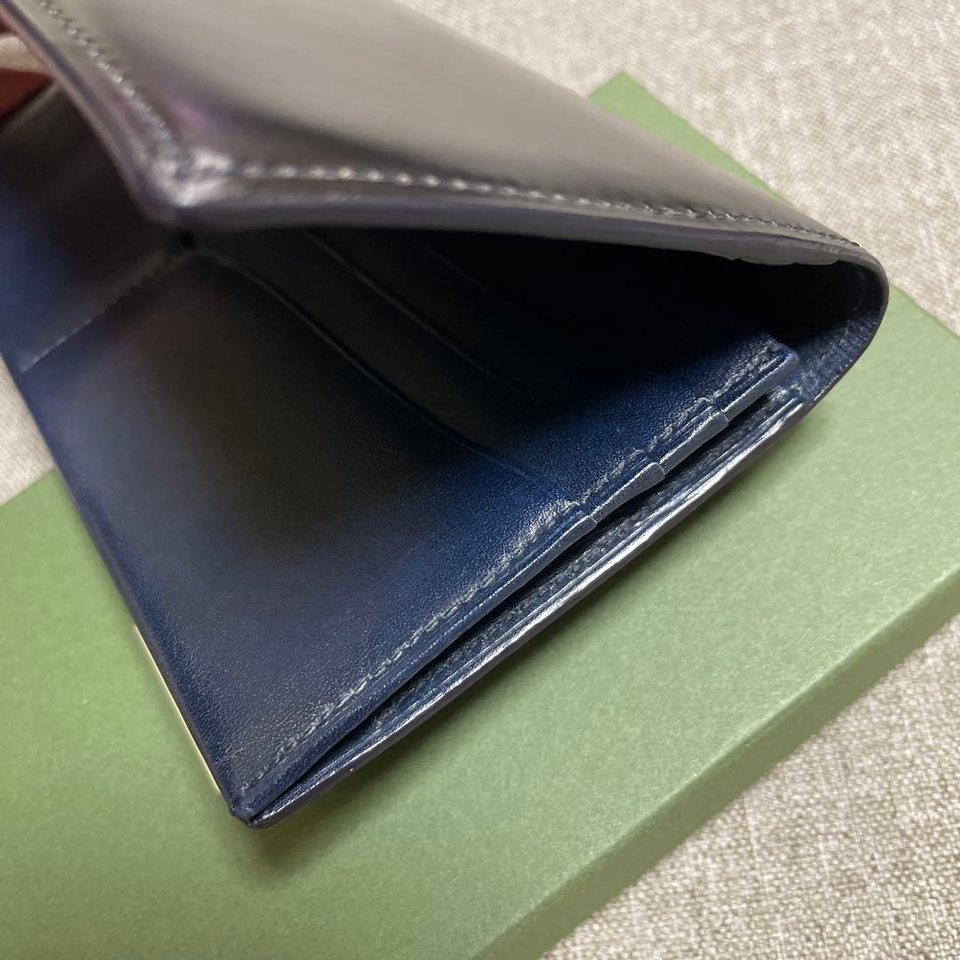 【キプリス】長財布(小銭入れ付き)オイルシェルコードバン＆シラサギレザー　黒X紺