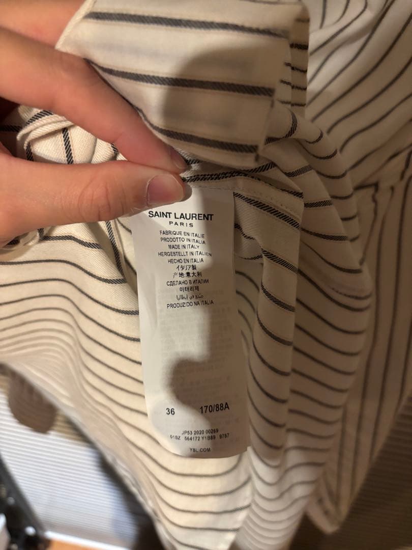 SAINT LAURENT ストライプ長袖シャツ　サイズ36