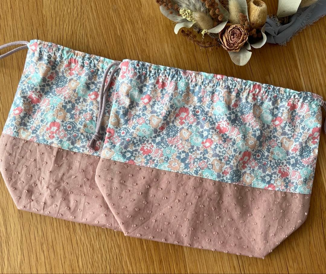 ちぃ＊リバティ生地使用＊ミシェル＊お弁当袋＊巾着