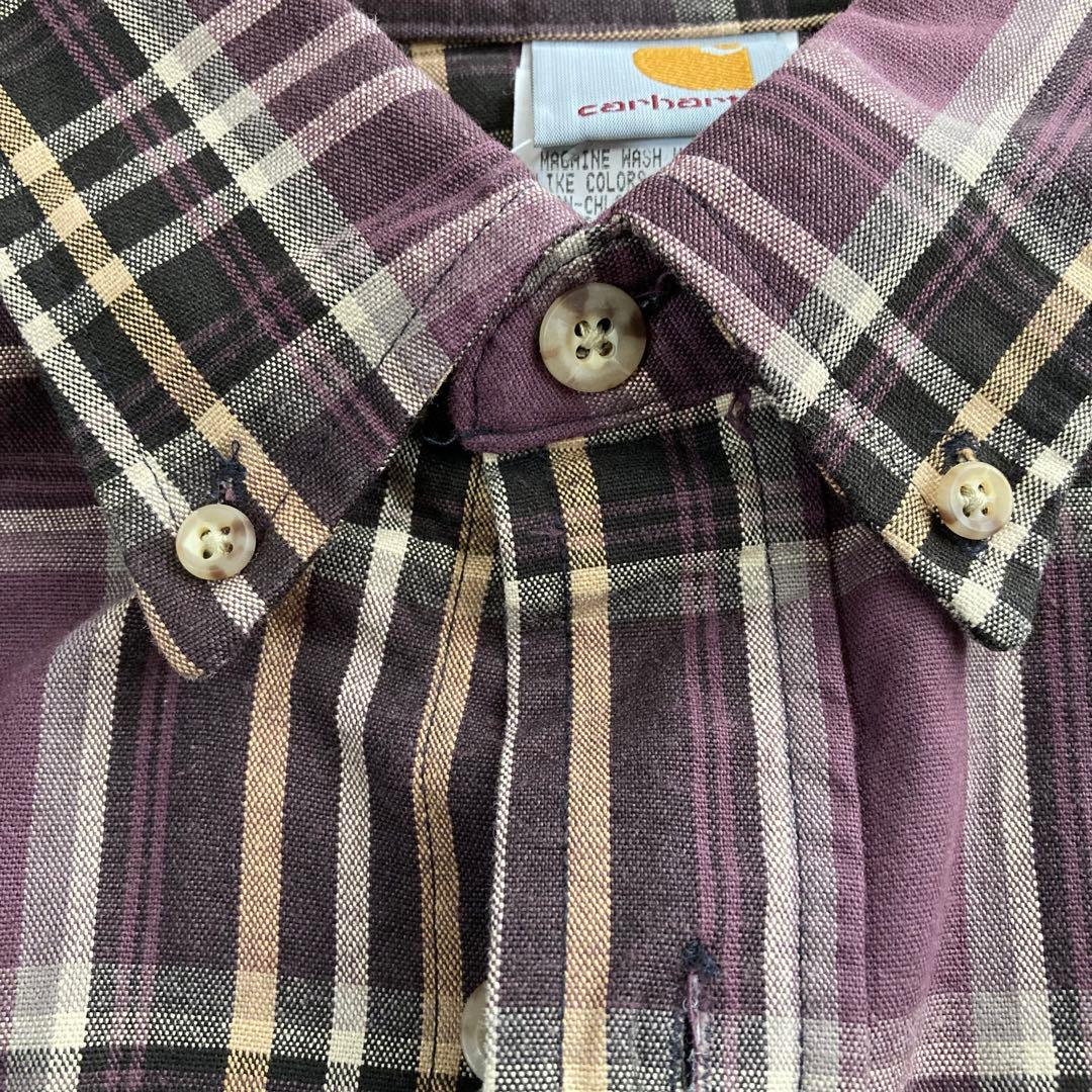 未使用 90年代 カーハート Carhartt 長袖 ボタンダウンチェックシャツ