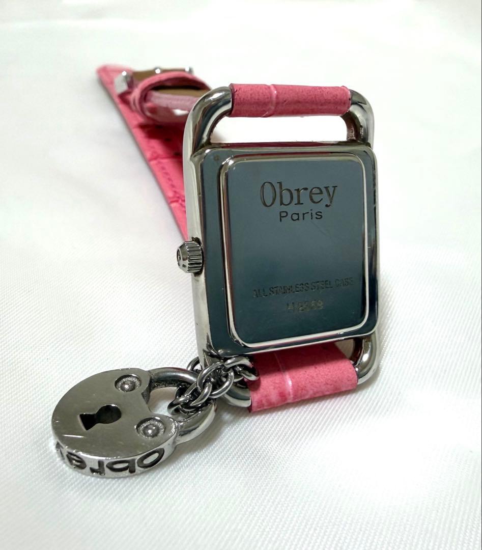 Obrey オブレイ チャーム付 腕時計 電池とレザーベルトは新品交換済 稼働中