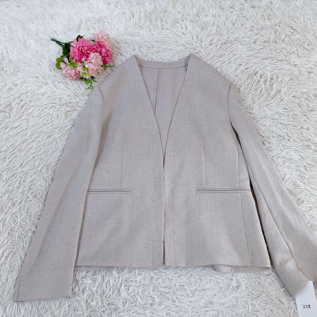 新品　23区　ノーカラージャケットスーツ　セットアップ　40 ベージュ