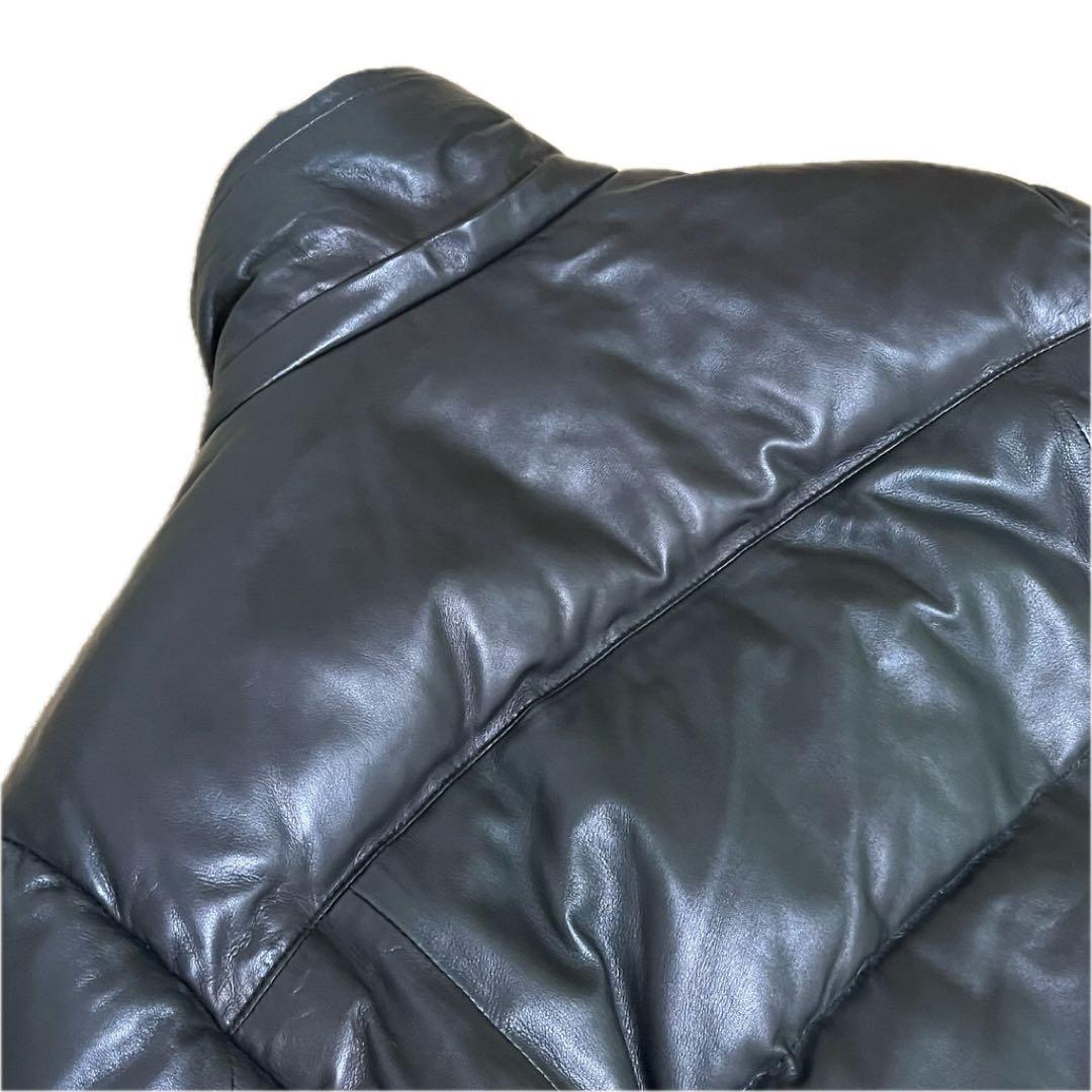 ✨希少✨BALMAIN ラムレザー ダウンジャケット 肉厚 高級 光沢 黒 L