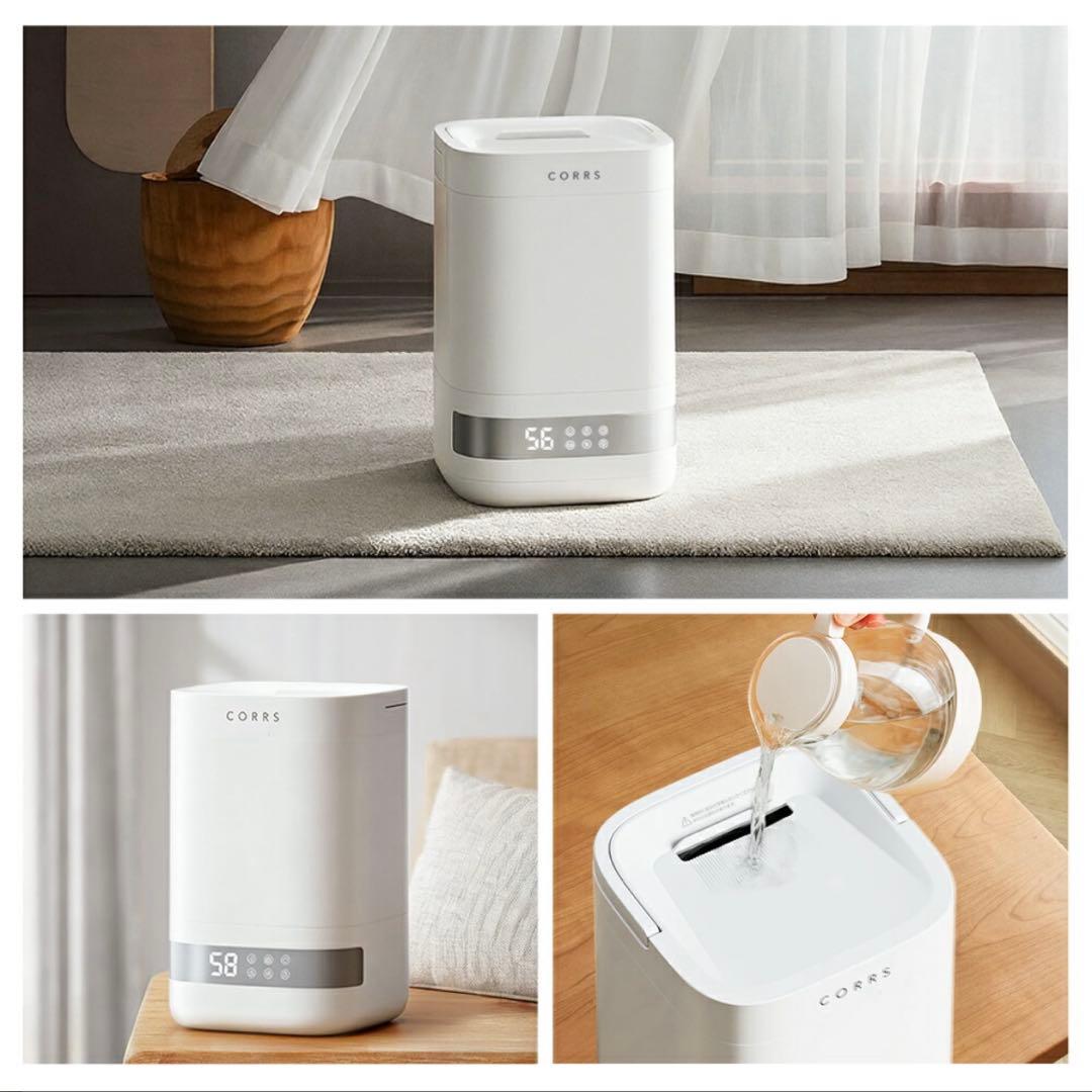 加湿器 4.0L 大容量 スチーム式加湿器 上から給水 卓上加湿器 加熱式