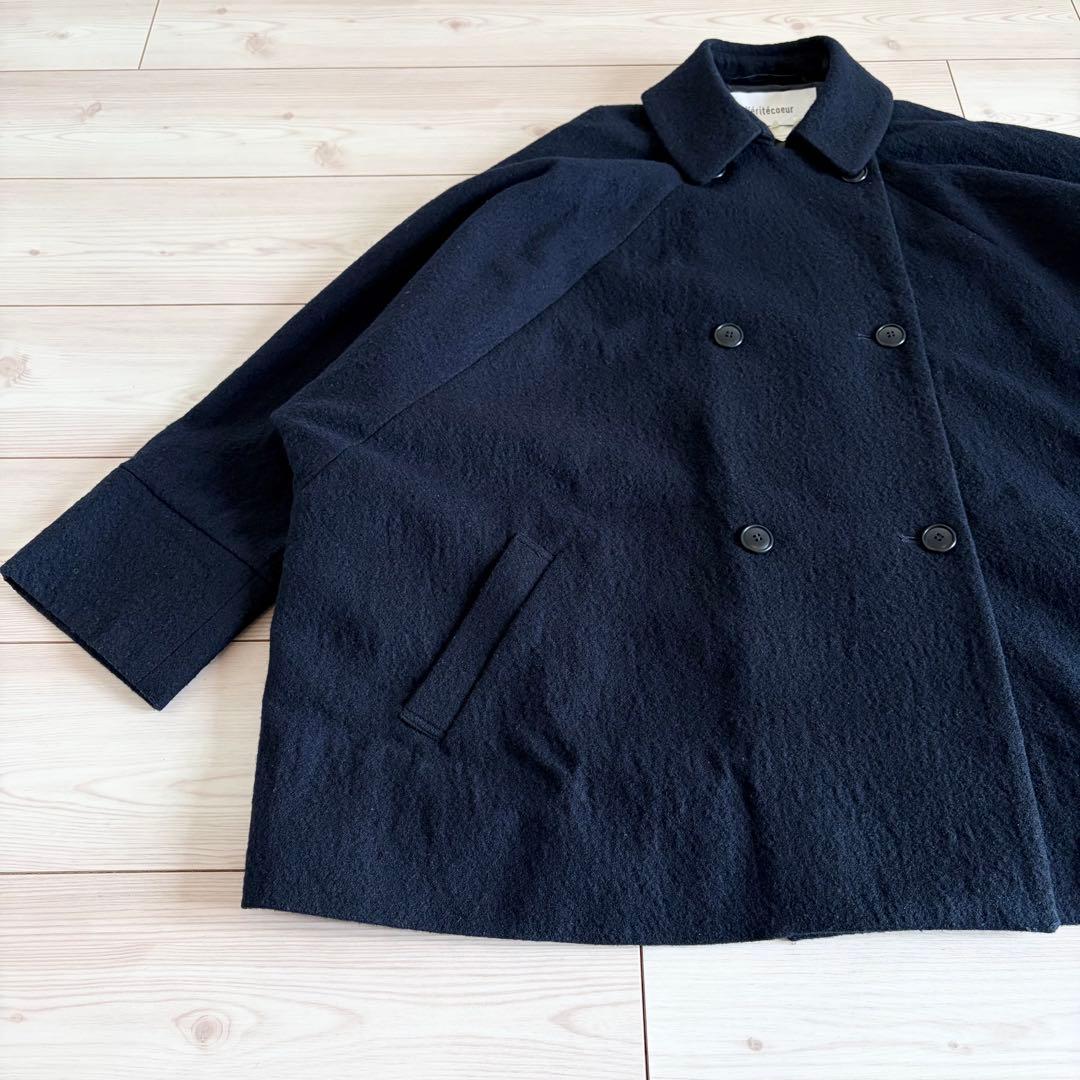 Veritecoeur ウール トラペーズライン ショートコート ゆったり