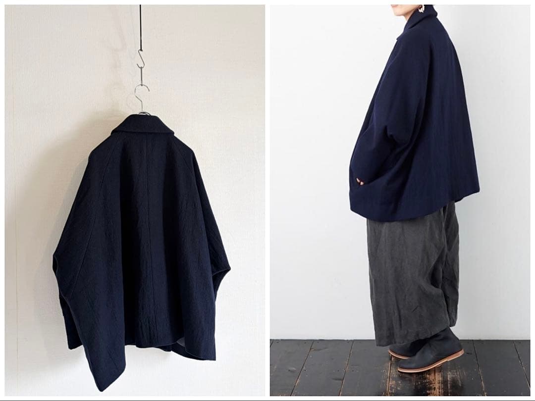 Veritecoeur ウール トラペーズライン ショートコート ゆったり