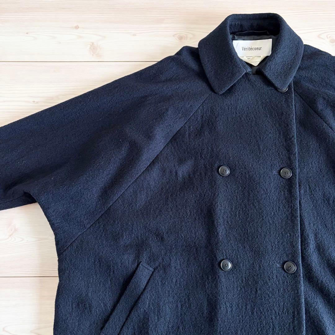 Veritecoeur ウール トラペーズライン ショートコート ゆったり