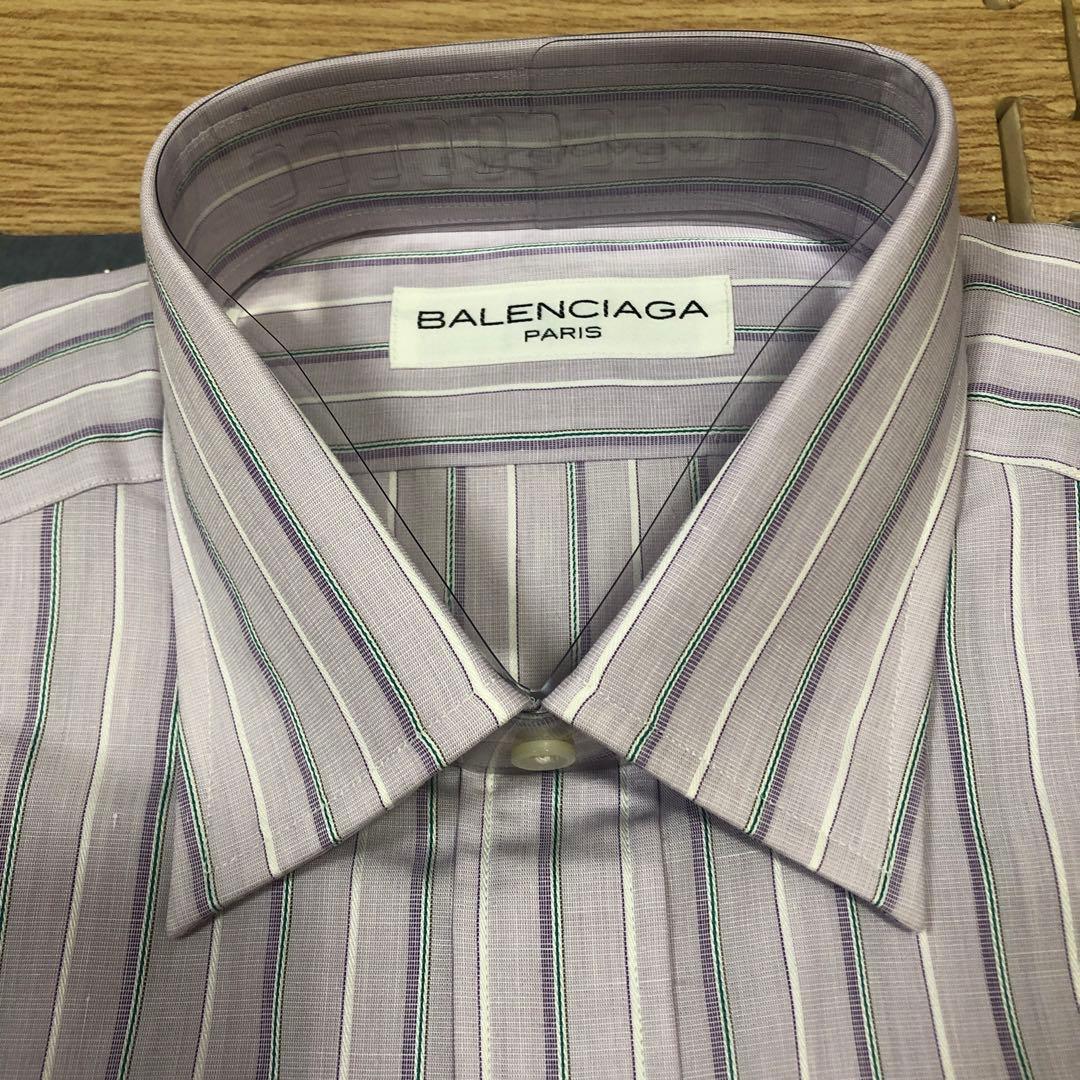 【本日最終値下デッド未使用タグ付BALENCIAGA ストライプシャツ38-80