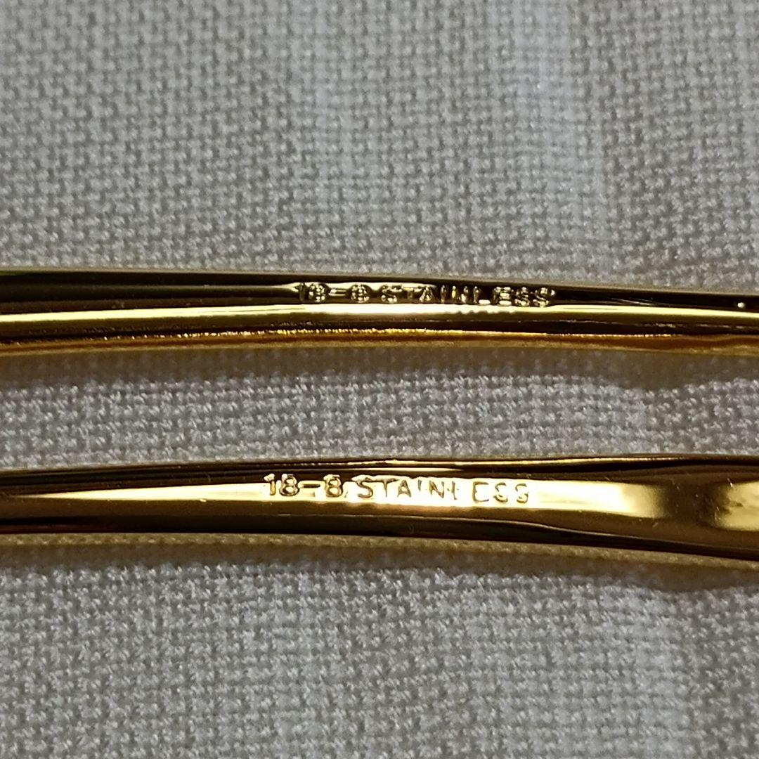 新品　ミキモト　K24金仕上　真珠付き　スプーン５本・フォーク５本　箱入