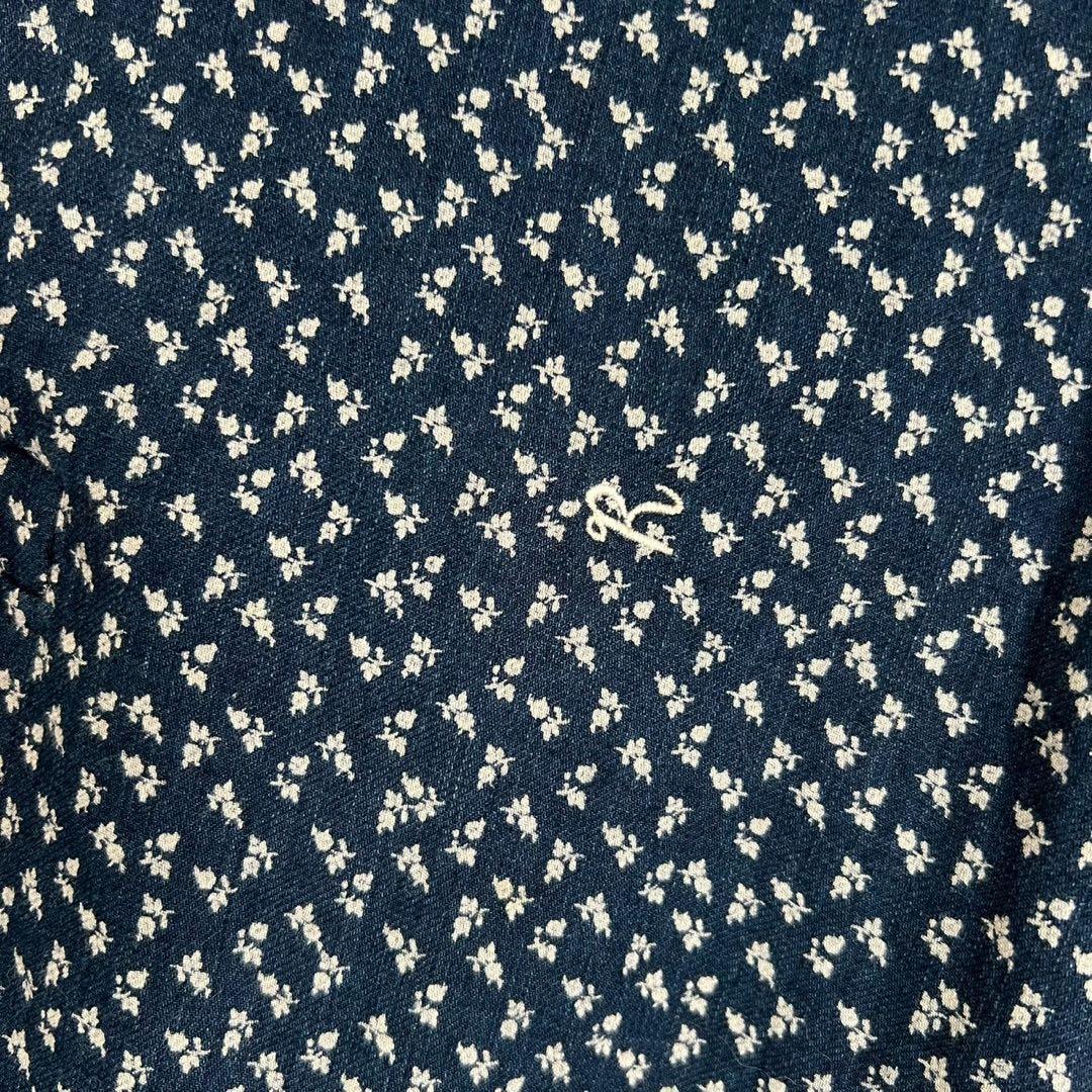 45R インディゴ 小花柄 グーグシャツ ワンピース ロングブラウス