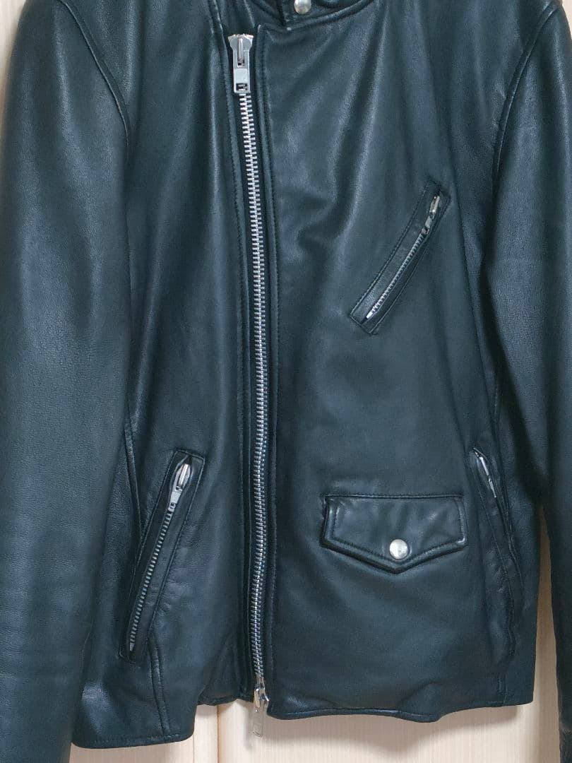 本*り様 美品 AWESOME LEATHER スタンドダブルライダースジャケッ