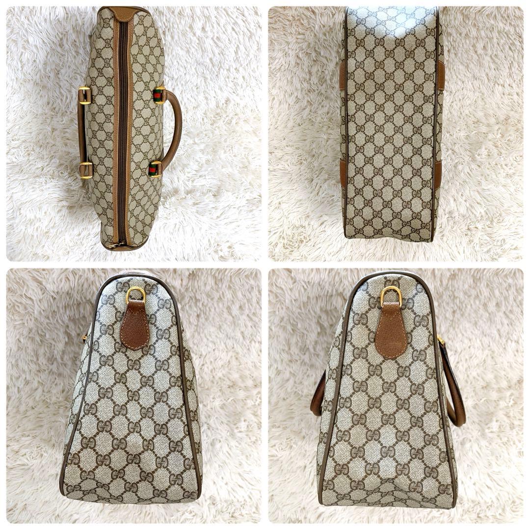 【超美品】GUCCI　ミニボストン　GG　インターロッキング　シェリー　ブラウン