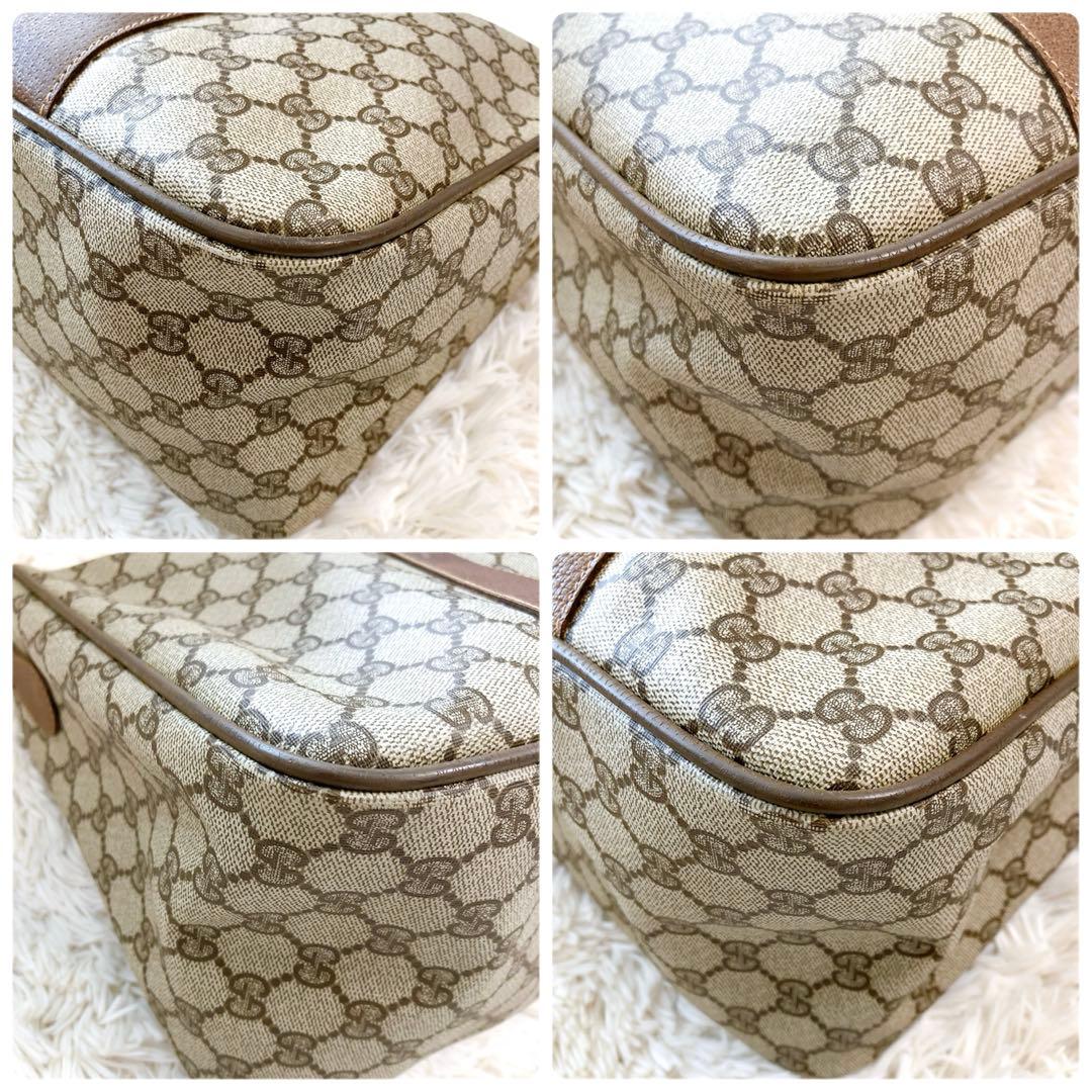 【超美品】GUCCI　ミニボストン　GG　インターロッキング　シェリー　ブラウン